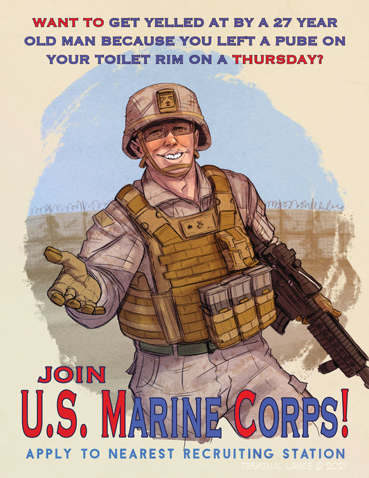 "Enlist Today!" Parody Marine Recruiting 8.5"x11" Print